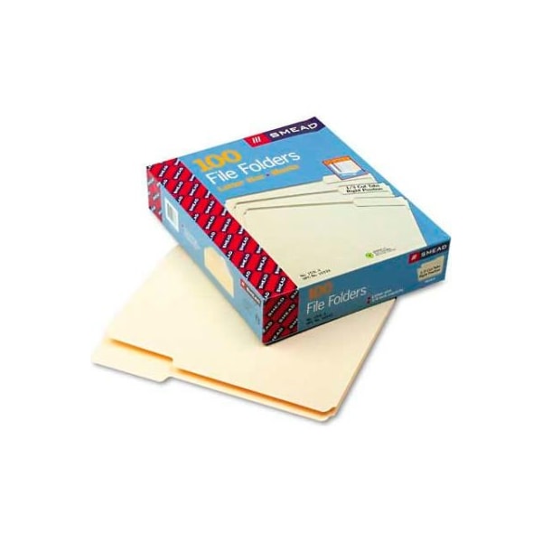 Smead Smead File Folders, 1/3 Cut Third Position, One-Ply Top Tab, Letter, Manila, 100/Box 10333 - main